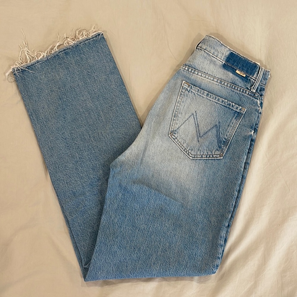 MOTHER High Waisted Tunnel Vision Sneak Straight Leg Jeans